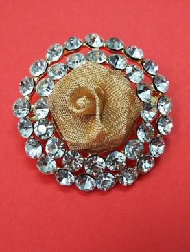 Stone Studded Rose Golden Brooch