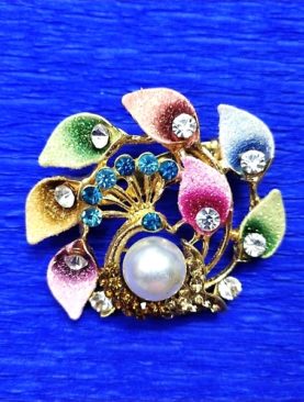 Dazzling Peacock Love Multicolour Brooch