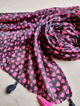 Cutesy Hearts Pink and Black Stole