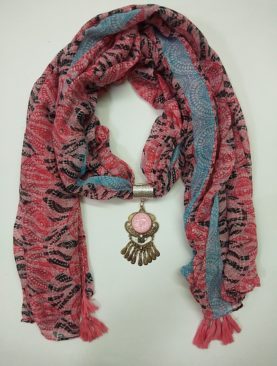 Pink and Blue Vibrant Waves Necklace Stole