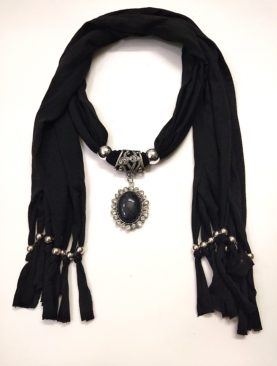 The Bling Oval Black Pendant Stole for Women