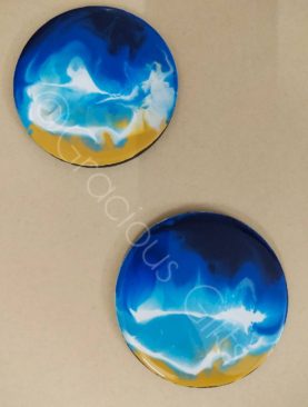 Blue Ocean Waves Resin Coasters