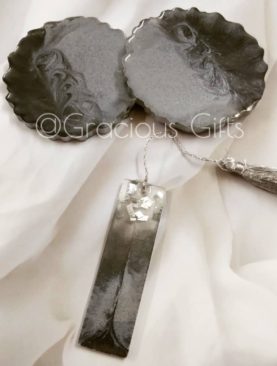 Grey Black Coaster Bookmark Set