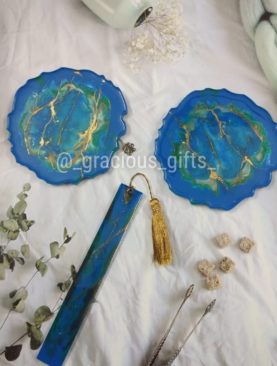 Blue Heaven Coaster Bookmark Resin Set