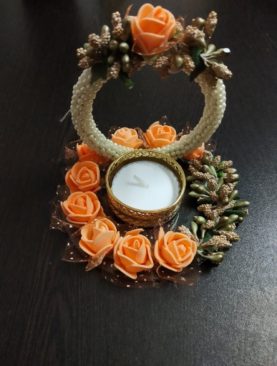 Peach Golden Tealight Holder