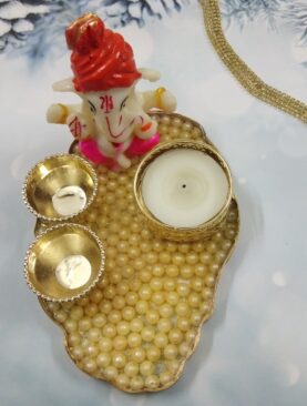 Handcrafted Pearly Pearl Resin Roli Chawal Platter