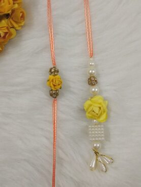 Yellow Rose Rakhi with Lumba